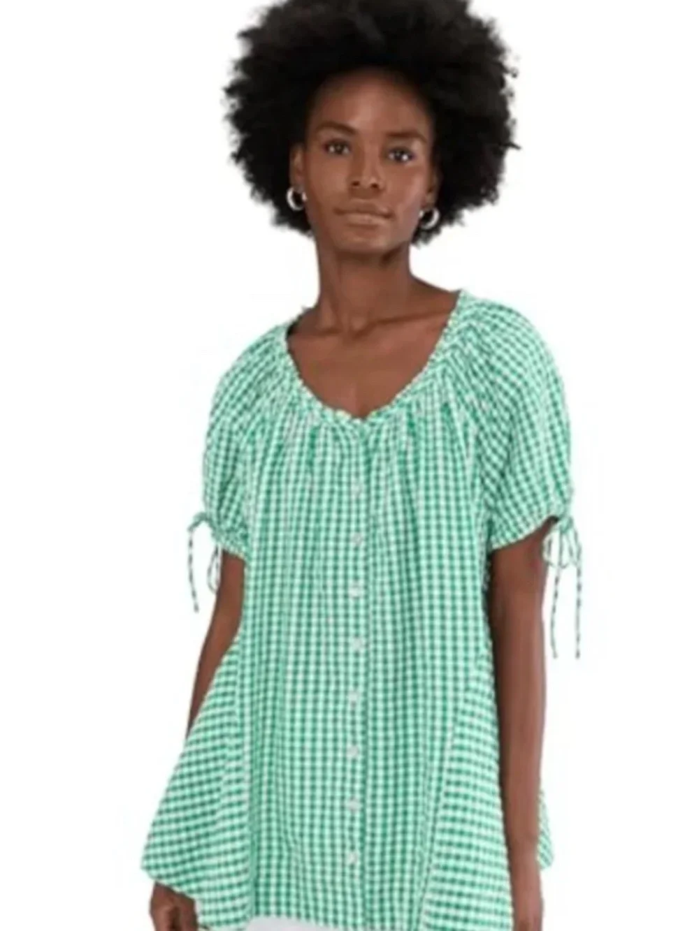 Free People Farley Gingham Tunic in Green